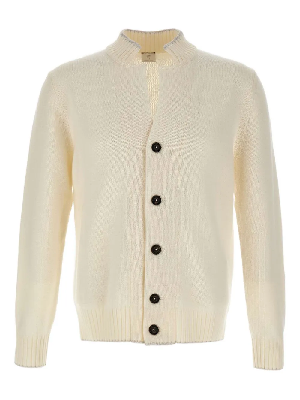 Кардиган с воротником-стойкой и полосатой отделкой Eleventy, нейтральный 
Кардиган с воротником-стойкой и полосатой отделкой Eleventy, нейтральный