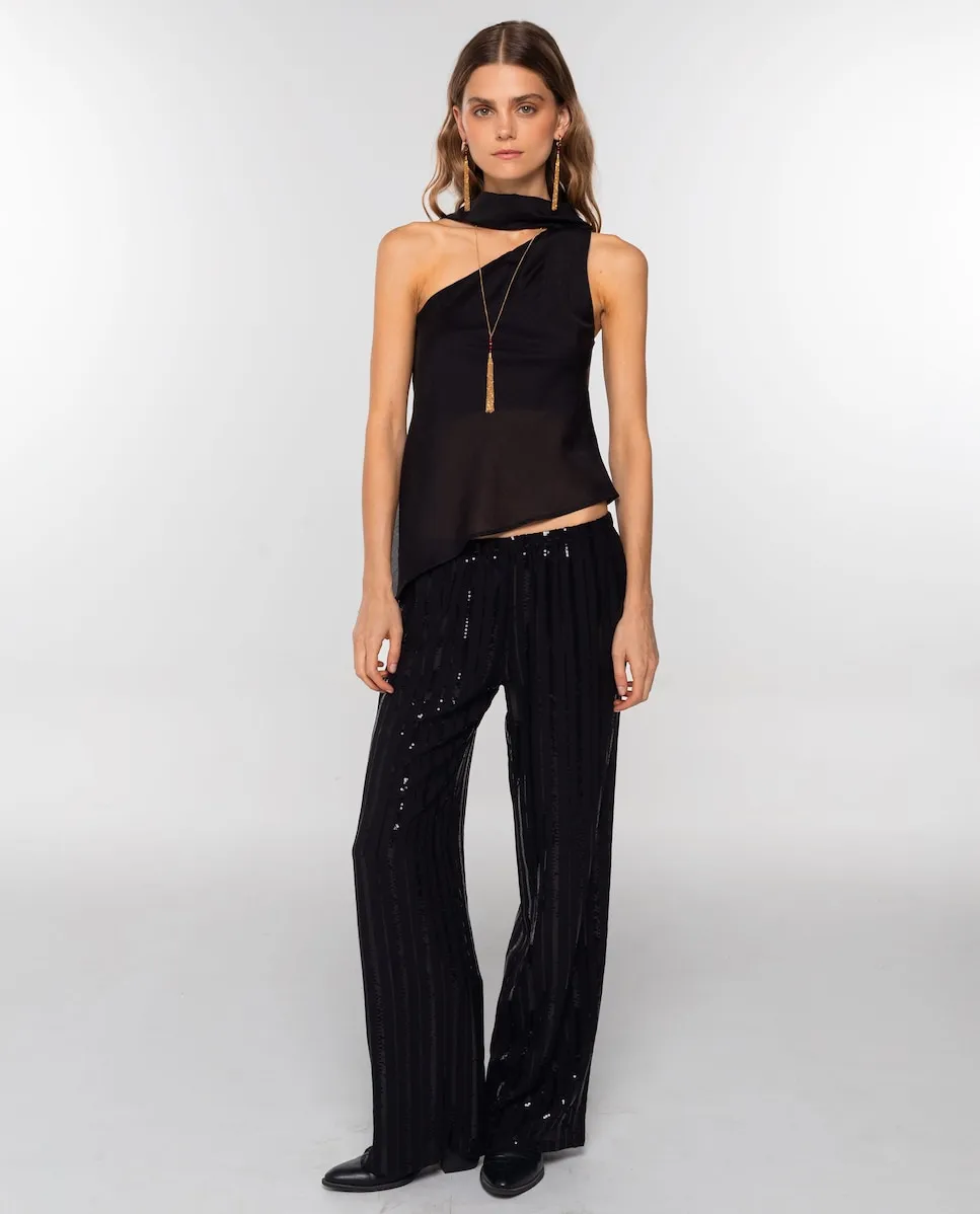 Женские брюки-клеш с пайетками The-Are, черный 
Женские брюки-клеш с пайетками The-Are, черный