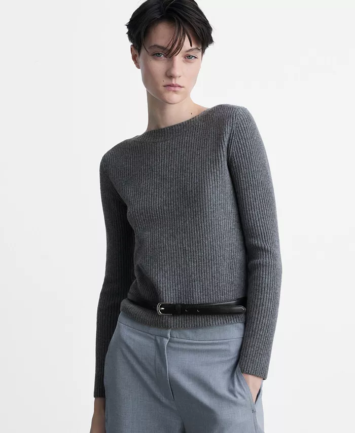 Женский ребристый свитер с вырезом-лодочкой MANGO, серый
Женский ребристый свитер с вырезом-лодочкой MANGO, серый