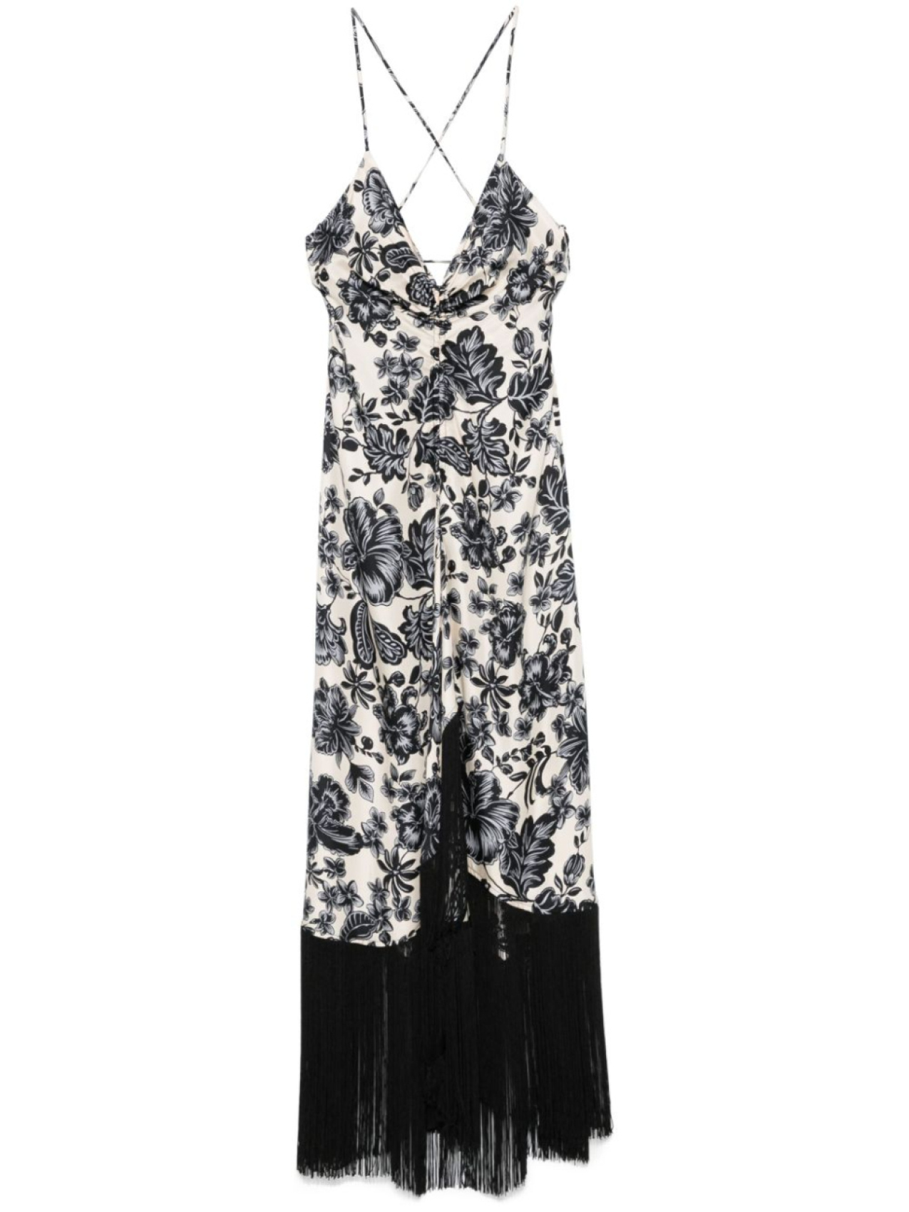 SANDRO платье миди с цветочным принтом, нейтральный цвет