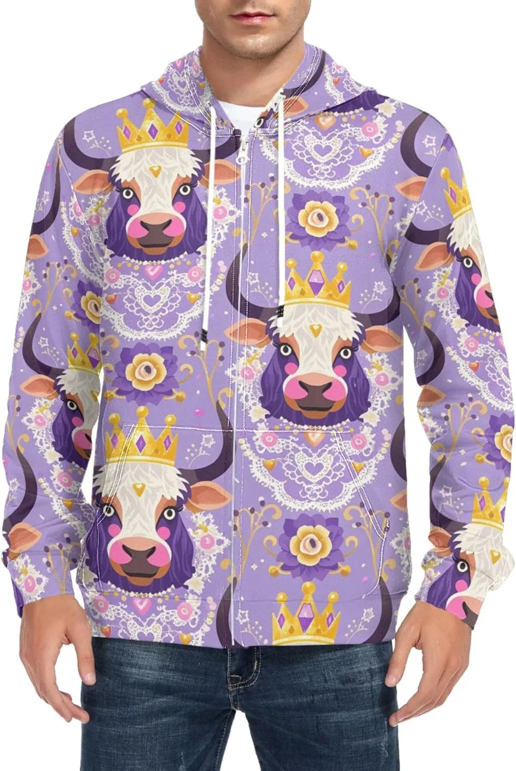 Мужская толстовка с капюшоном на молнии Cow Queen, с цветочным кружевом и карманом CUPADA
Мужская толстовка с капюшоном на молнии Cow Queen, с цветочным кружевом и карманом CUPADA