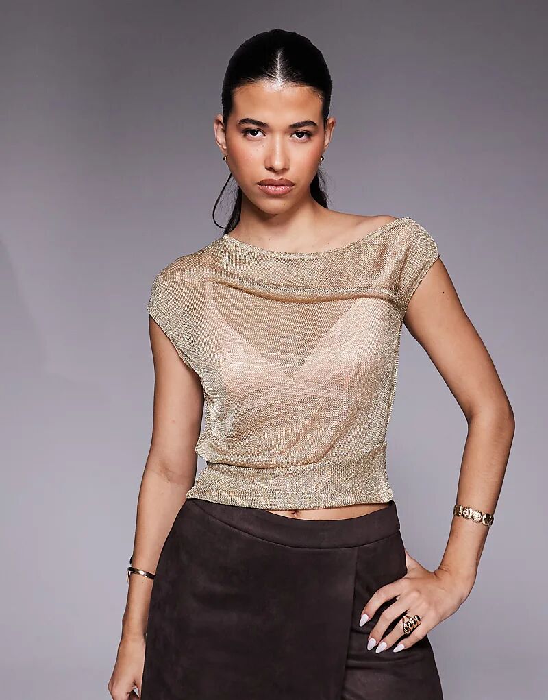 Асимметричный полупрозрачный топ с металлическим эффектом ASOS DESIGN золотистого цвета
Асимметричный полупрозрачный топ с металлическим эффектом ASOS DESIGN золотистого цвета