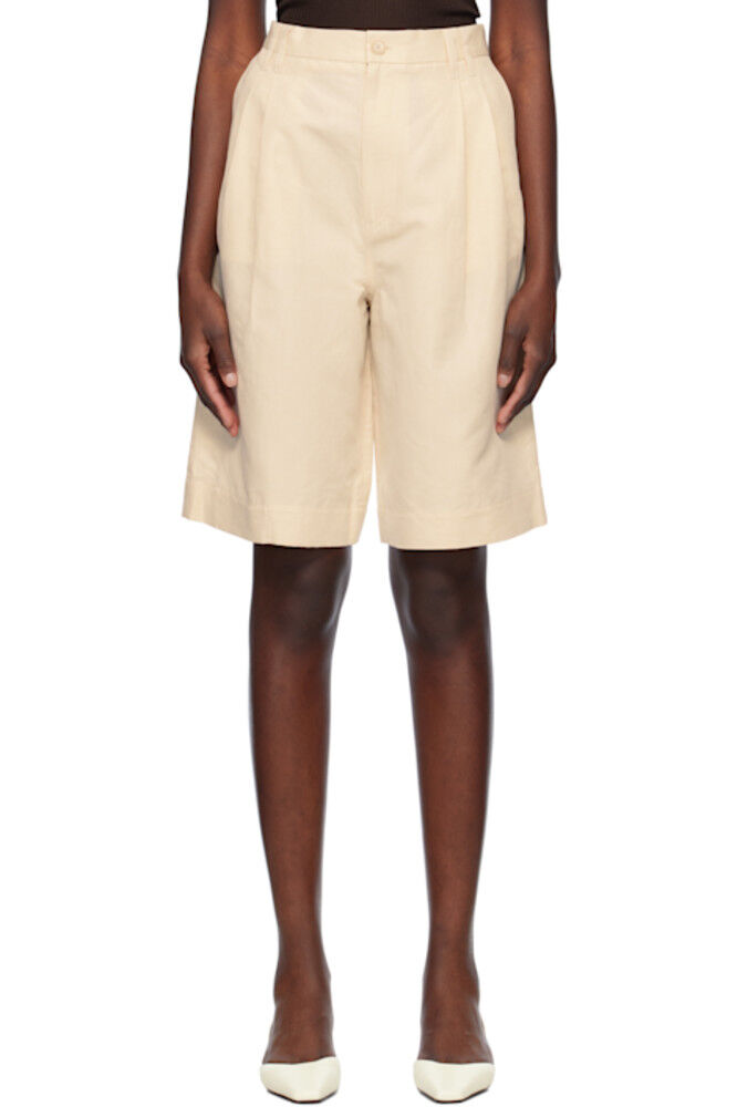 Бежевые свободные плиссированные шорты из хлопка и льна Filippa K
Бежевые свободные плиссированные шорты из хлопка и льна Filippa K