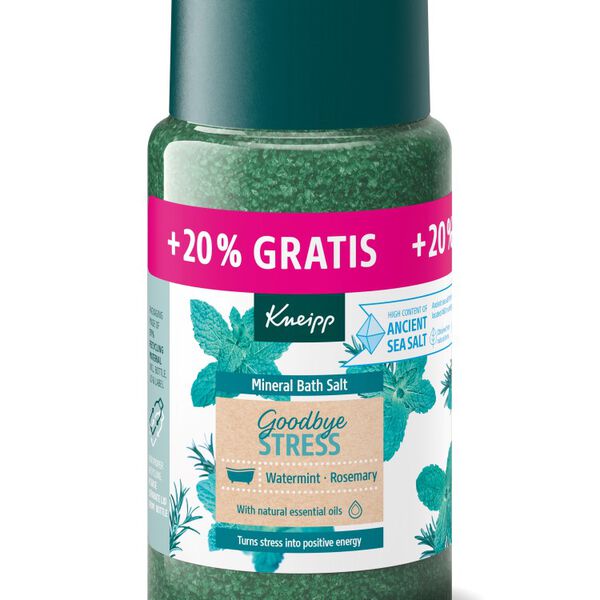 Кристаллы минеральной соли для ванн с розмарином и мятой, 600 г Kneipp Goodbye stress
Кристаллы минеральной соли для ванн с розмарином и мятой, 600 г Kneipp Goodbye stress
