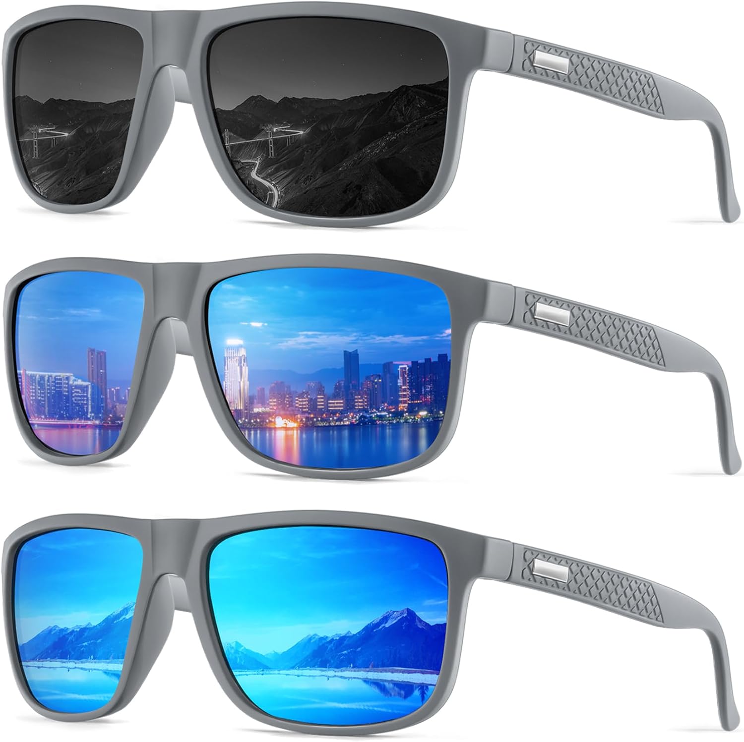 Солнцезащитные очки NSSIW для мужчин, поляризованные: классические солнцезащитные очки с защитой UV400 для вождения, рыбалки, гольфа, Grey/Black+grey/Ice Blue+grey/Dark Blue
Солнцезащитные очки NSSIW для мужчин, поляризованные: классические солнцезащитные очки с защитой UV400 для вождения, рыбалки, гольфа, Grey/Black+grey/Ice Blue+grey/Dark Blue