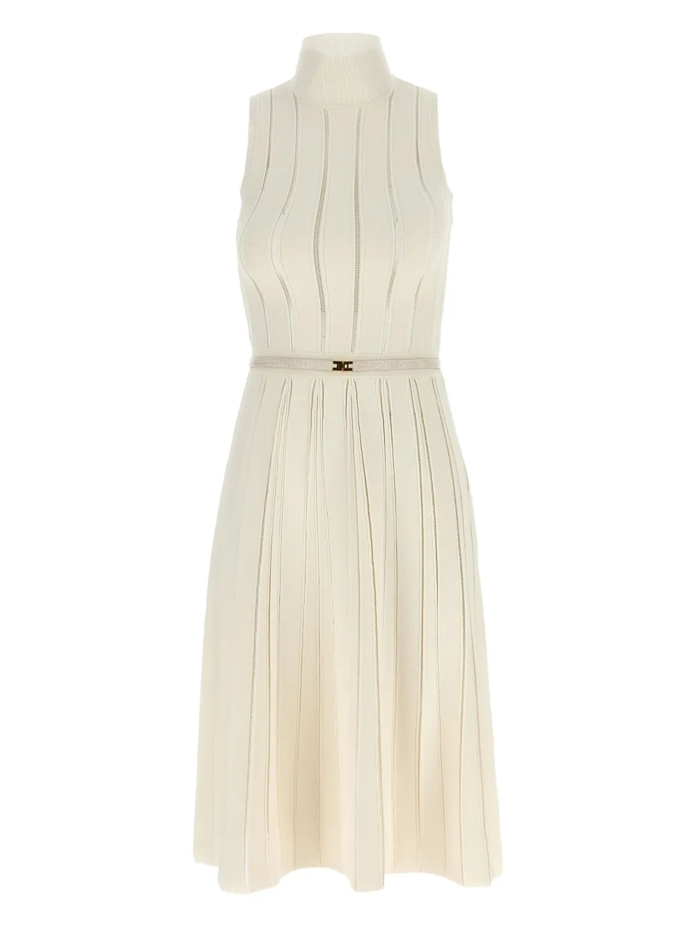 Платье из плиссированной ткани с полосками Elisabetta Franchi, нейтральный 
Платье из плиссированной ткани с полосками Elisabetta Franchi, нейтральный