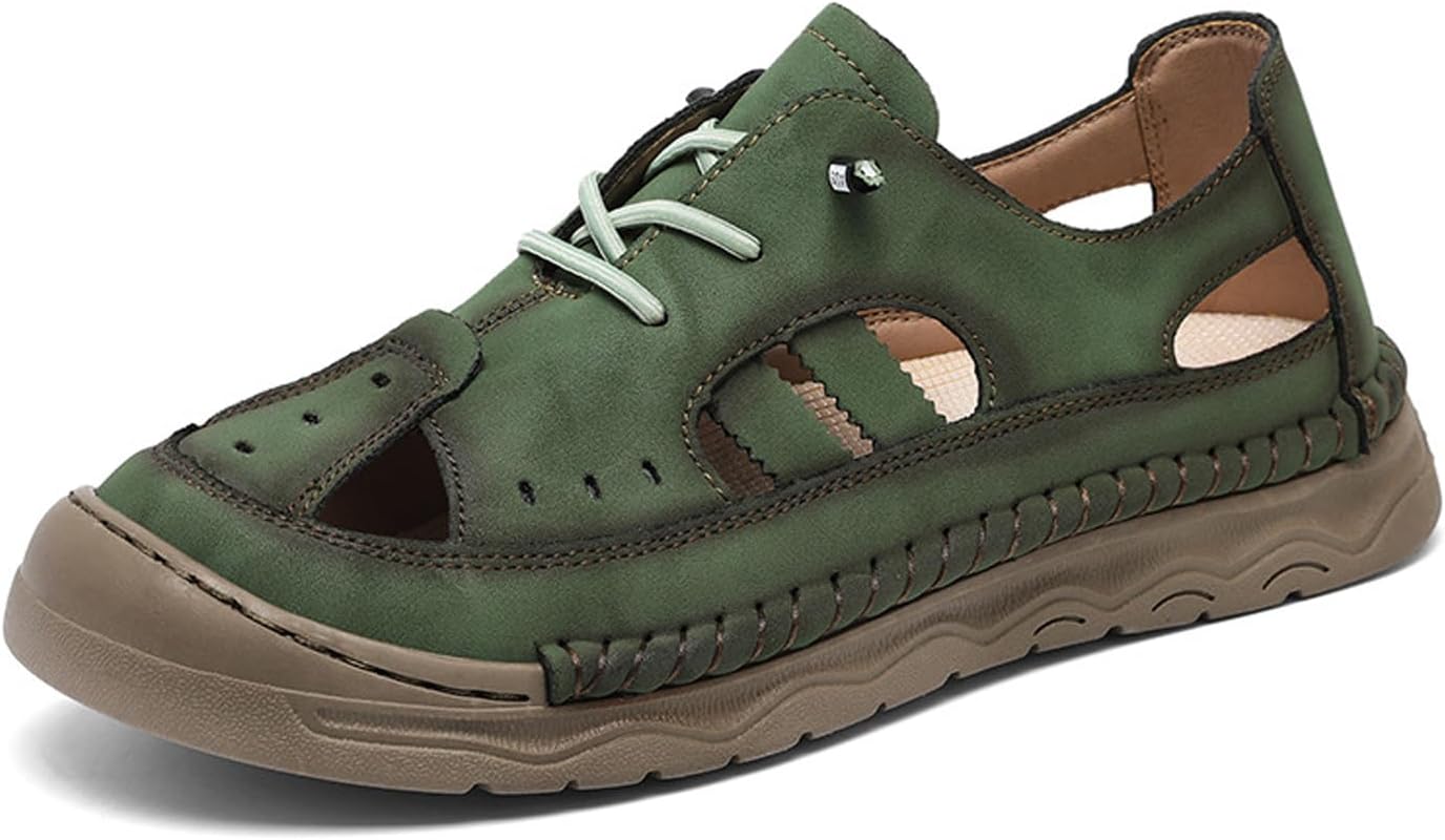 Мужские кожаные сандалии UZUJBAA с вырезами, эластичной платформой и поддержкой свода стопы, повседневные с закрытым круглым носком, нескользящие, с толстой мягкой подошвой, удобные, на легком надевании, для улицы и пляжа летом, зеленый
Мужские кожаные сандалии UZUJBAA с вырезами, эластичной платформой и поддержкой свода стопы, повседневные с закрытым круглым носком, нескользящие, с толстой мягкой подошвой, удобные, на легком надевании, для улицы и пляжа летом, зеленый