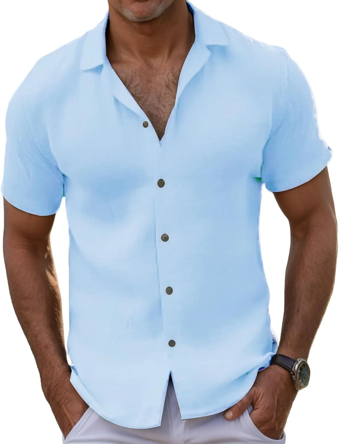 Мужская футболка с V-образным вырезом и пуговицами, Casual, Cotton Flax
Мужская футболка с V-образным вырезом и пуговицами, Casual, Cotton Flax