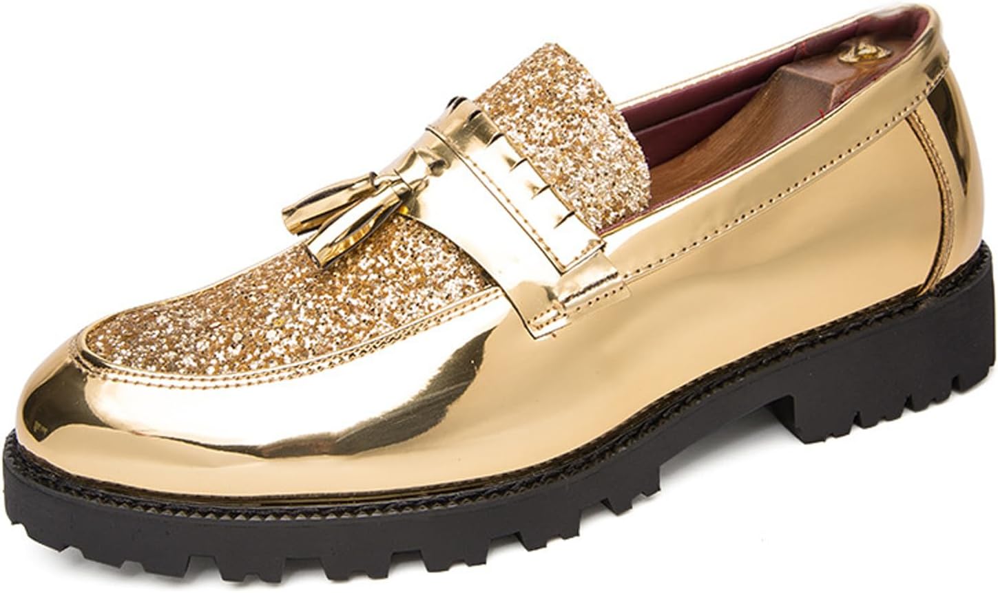 Мужские лоферы Nileeke с блестящей кисточкой, без шнуровки, с круглым мыском, из искусственной лакированной кожи, модные деловые туфли, подходящие для повседневной носки, вечеринок, свадьбы и выпускного, золотой
Мужские лоферы Nileeke с блестящей кисточкой, без шнуровки, с круглым мыском, из искусственной лакированной кожи, модные деловые туфли, подходящие для повседневной носки, вечеринок, свадьбы и выпускного, золотой