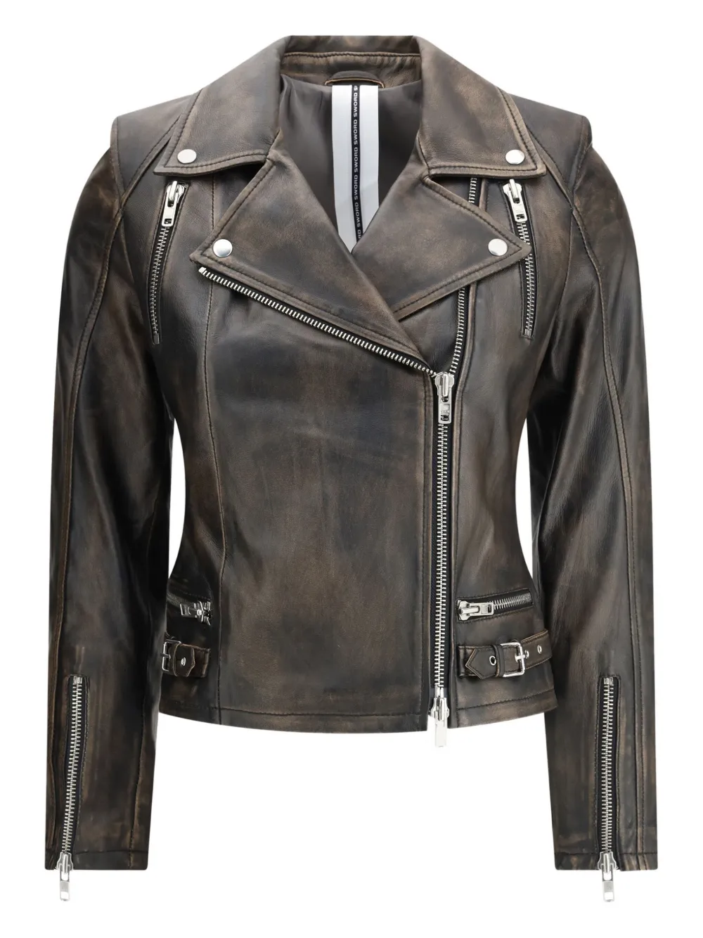 Кожаная куртка на молнии S.W.O.R.D 6.6.43, коричневый 
Кожаная куртка на молнии S.W.O.R.D 6.6.43, коричневый