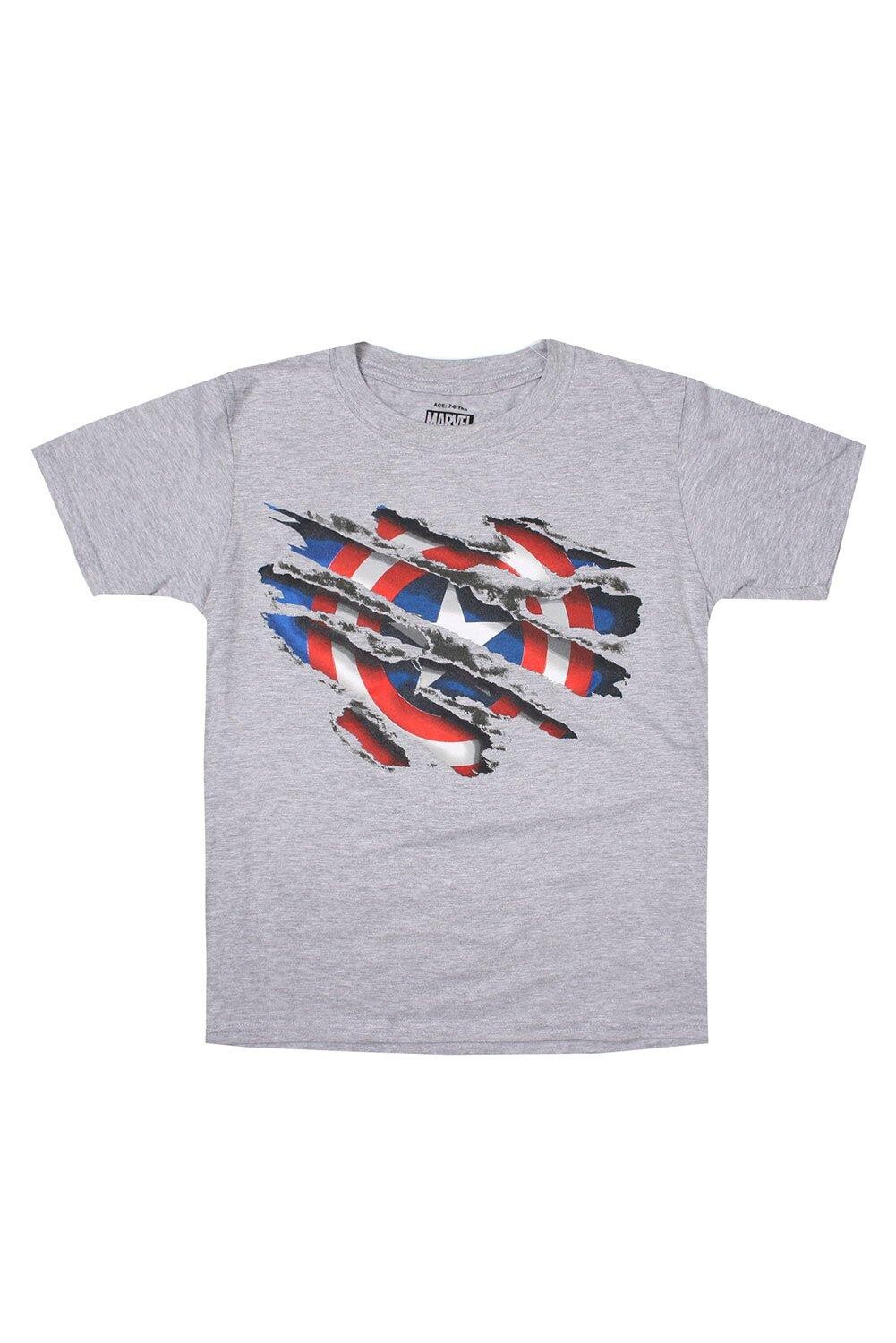 Рваная хлопковая футболка «Капитан Америка» Marvel, серый
Рваная хлопковая футболка «Капитан Америка» Marvel, серый