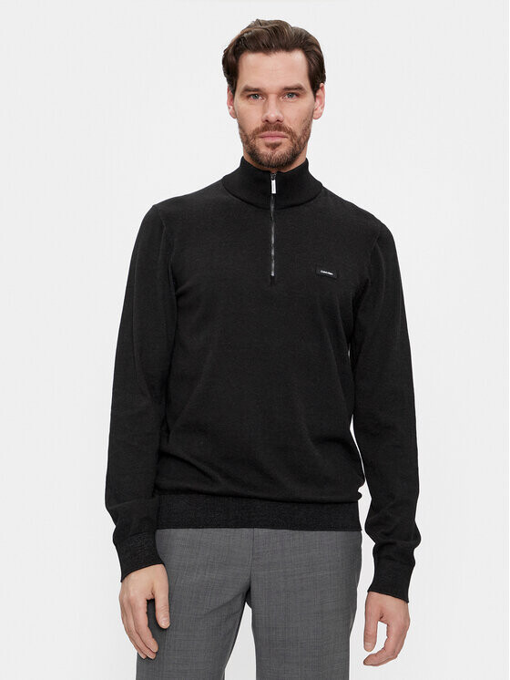 Свитер мужской Calvin Klein с воротником на молнии, черный 
Свитер мужской Calvin Klein с воротником на молнии, черный