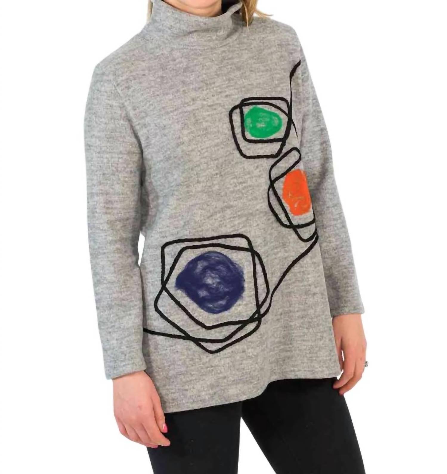 Свитер с воротником-хомутом в сером мультиколоре TRISHA TYLER 
Свитер с воротником-хомутом в сером мультиколоре TRISHA TYLER