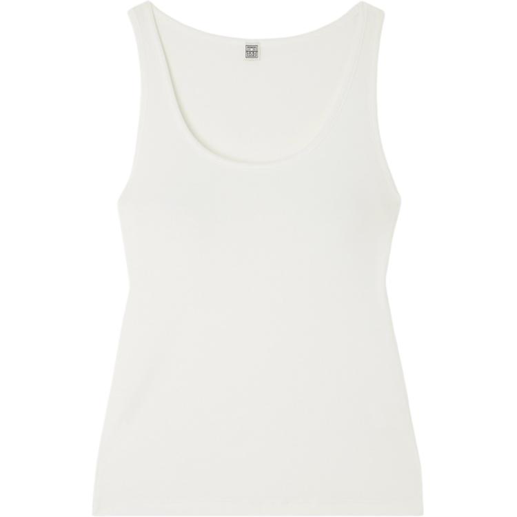 TOTEME Топ-майка женская белая с круглым вырезом умеренно прямого кроя
TOTEME Топ-майка женская белая с круглым вырезом умеренно прямого кроя