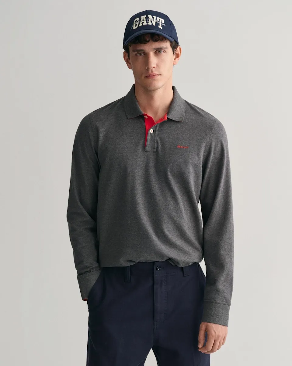 Мужская рубашка-поло с длинными рукавами с вышивкой Gant, серый
Мужская рубашка-поло с длинными рукавами с вышивкой Gant, серый