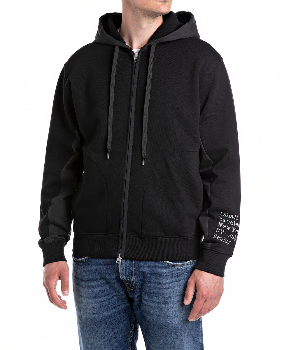 Мужская хлопковая толстовка с капюшоном и молнией Replay, черный
Мужская хлопковая толстовка с капюшоном и молнией Replay, черный