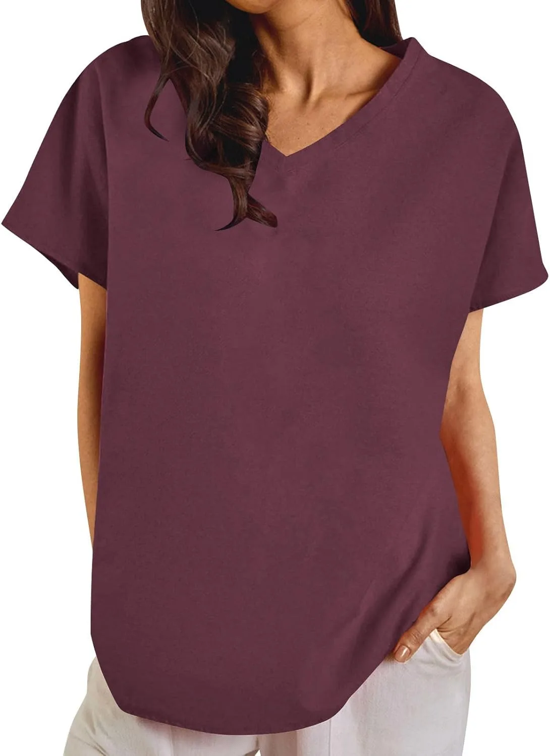 Женская блузка с круглым вырезом и короткими рукавами, свободного кроя, из хлопка и льна AKTCVVJ
Женская блузка с круглым вырезом и короткими рукавами, свободного кроя, из хлопка и льна AKTCVVJ