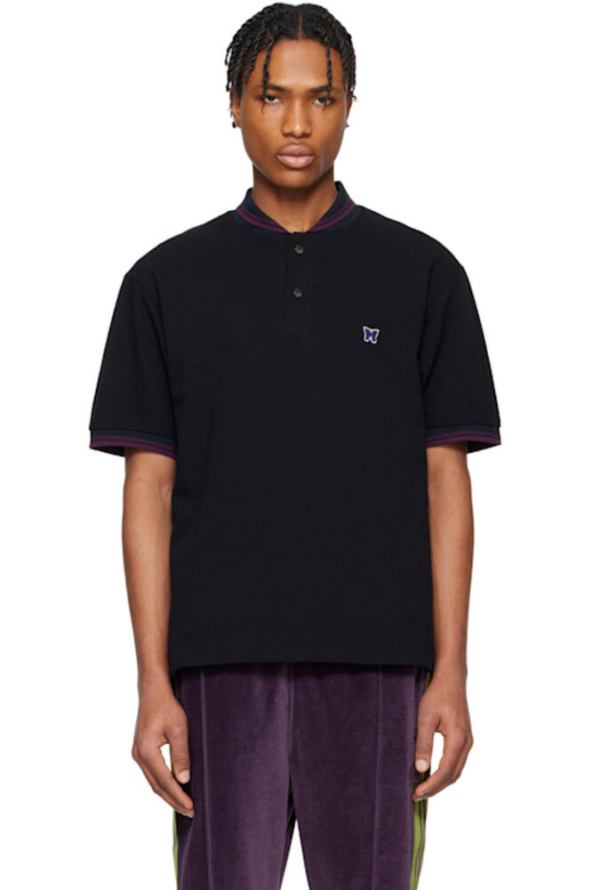 Черная рубашка-поло с воротником-шалью NEEDLES
Черная рубашка-поло с воротником-шалью NEEDLES