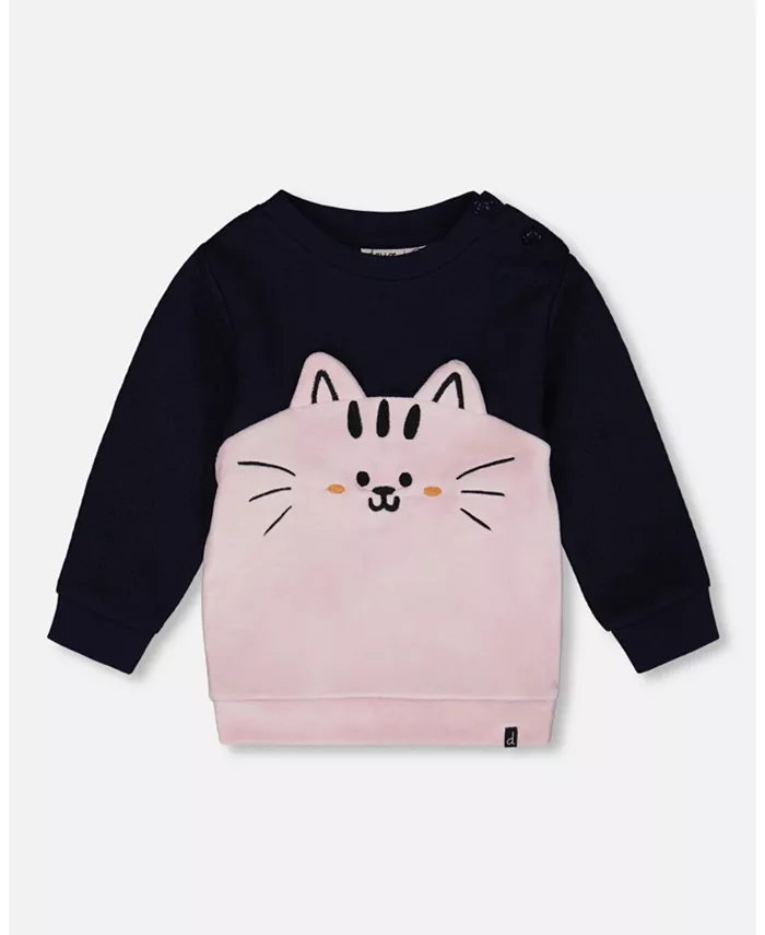 Длинный топ для девочек из двух материалов темно-синий с кошкой Deux Par Deux
Длинный топ для девочек из двух материалов темно-синий с кошкой Deux Par Deux