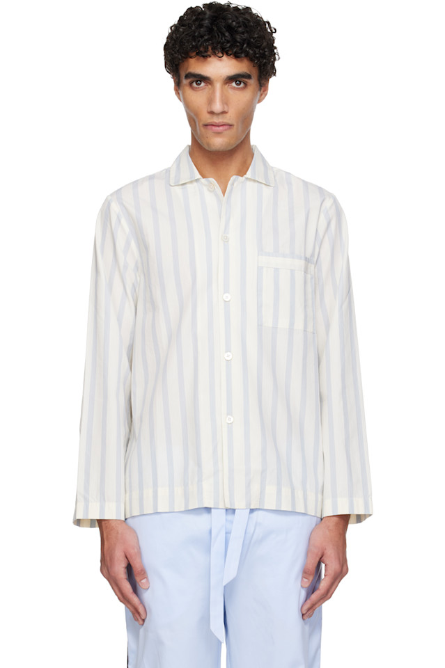 Tekla Пижамная рубашка с длинными рукавами из белого и синего поплина
Tekla Пижамная рубашка с длинными рукавами из белого и синего поплина