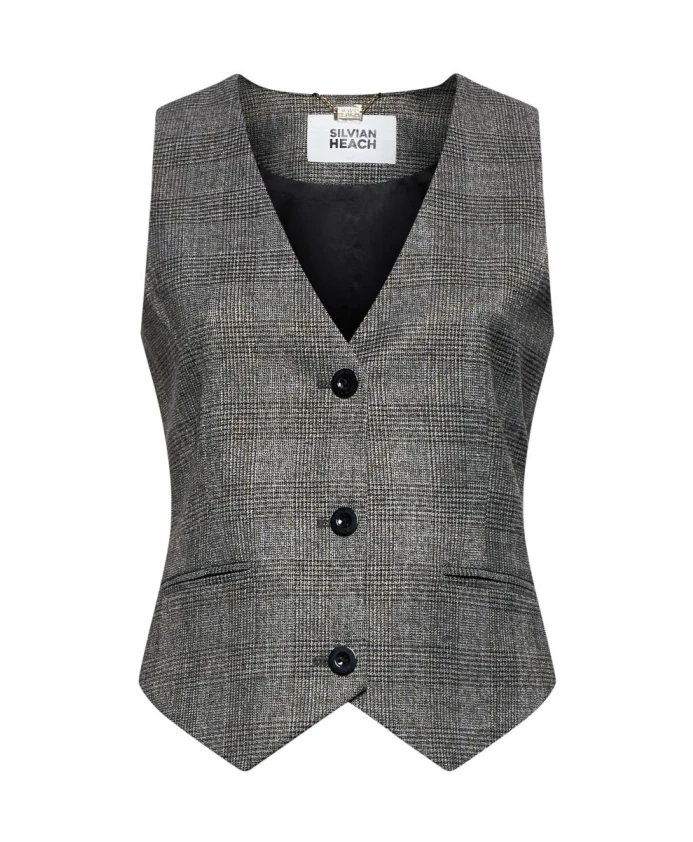 Жилет, сшитый на заказ, с микроклетчатым узором. Silvian Heach, серый
Жилет, сшитый на заказ, с микроклетчатым узором. Silvian Heach, серый