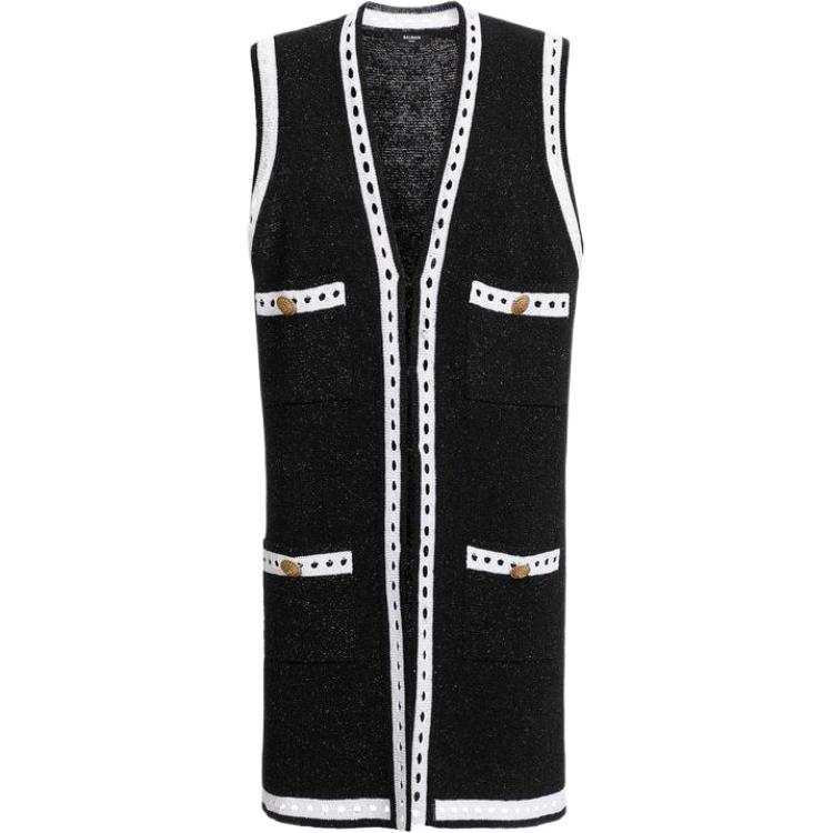 Длинный вязаный кардиган без рукавов BALMAIN, черный
Длинный вязаный кардиган без рукавов BALMAIN, черный
