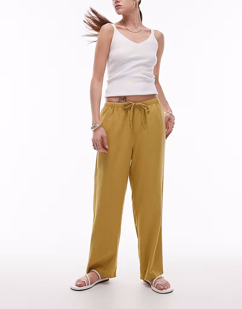 Льняные брюки Topshop средней посадки, нестандартной длины, цвета лайма
Льняные брюки Topshop средней посадки, нестандартной длины, цвета лайма