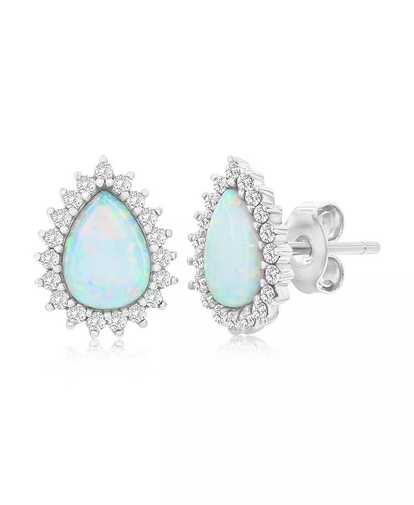 Серьги из стерлингового серебра с белым синтетическим опалом грушевидной формы и фианитами Caribbean Treasures, white
Серьги из стерлингового серебра с белым синтетическим опалом грушевидной формы и фианитами Caribbean Treasures, white