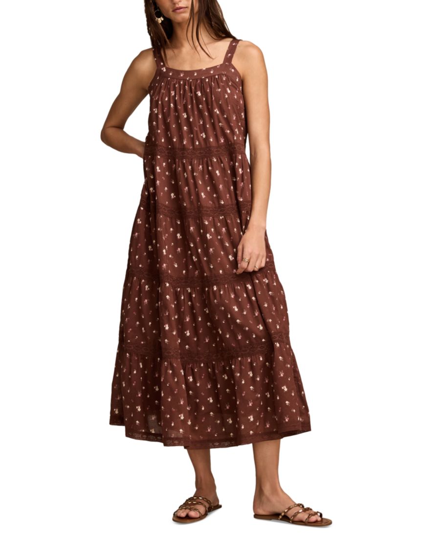 Женское хлопковое многоярусное платье с цветочным принтом для ярмарки Lucky Brand, Chocolate Multi
Женское хлопковое многоярусное платье с цветочным принтом для ярмарки Lucky Brand, Chocolate Multi