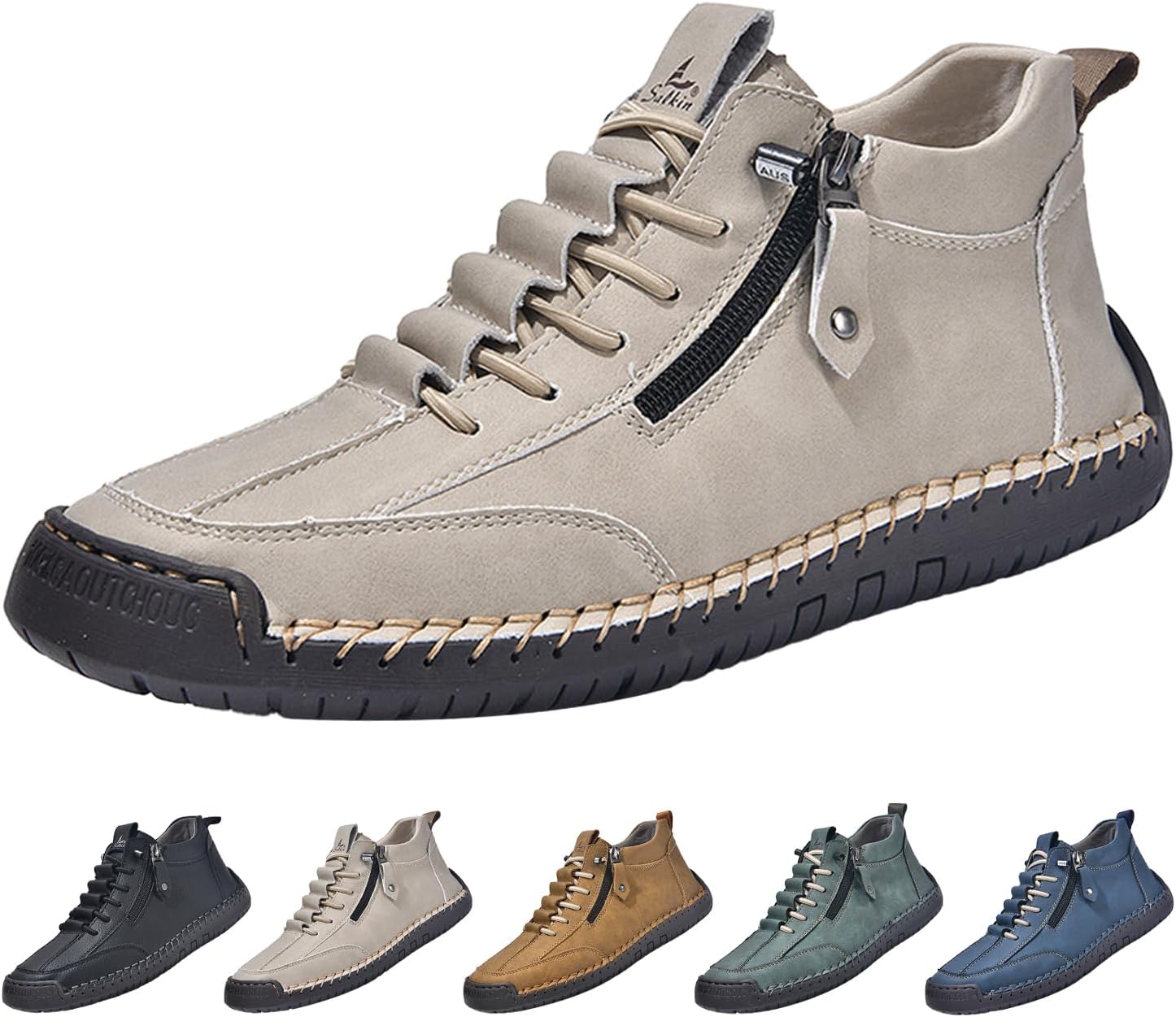 Мужские лоферы из кожи, повседневная обувь, удобные винтажные с ручной строчкой, с боковой молнией, нескользящие, модные кроссовки Hneowgn, бежевый
Мужские лоферы из кожи, повседневная обувь, удобные винтажные с ручной строчкой, с боковой молнией, нескользящие, модные кроссовки Hneowgn, бежевый