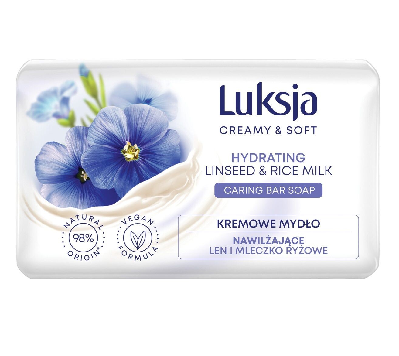 Luksja Creamy & Soft Len i Mleczko Ryżowe кусковое мыло, 90 g
Luksja Creamy & Soft Len i Mleczko Ryżowe кусковое мыло, 90 g