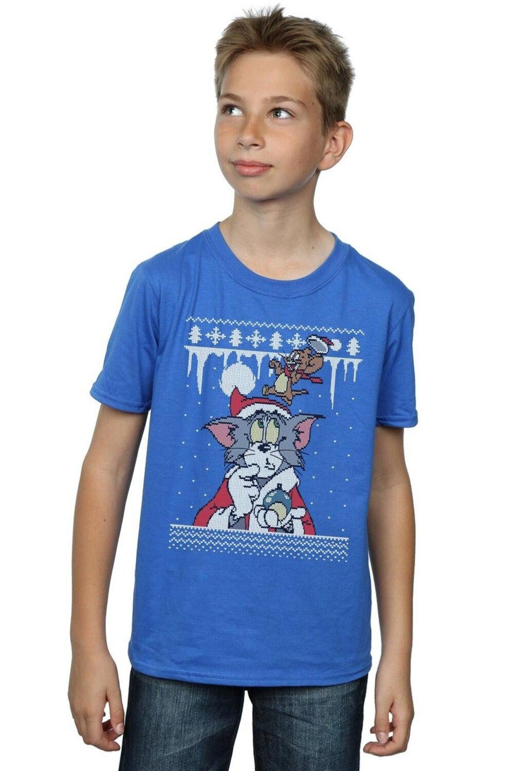 Футболка «Рождественская ярмарка с островом» Tom & Jerry, синий 
Футболка «Рождественская ярмарка с островом» Tom & Jerry, синий