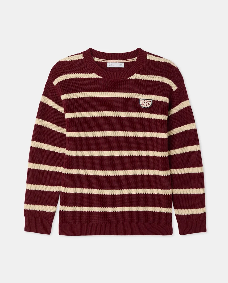 Трикотажный джемпер для мальчика с круглым вырезом, полосками и нашивкой на передней части Kids El Corte Inglés, красный
Трикотажный джемпер для мальчика с круглым вырезом, полосками и нашивкой на передней части Kids El Corte Inglés, красный