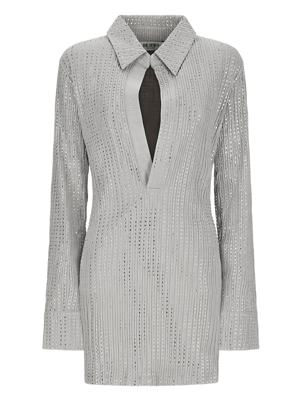 Мини-платье с воротником, украшенным кристаллами The Attico, серый
Мини-платье с воротником, украшенным кристаллами The Attico, серый
