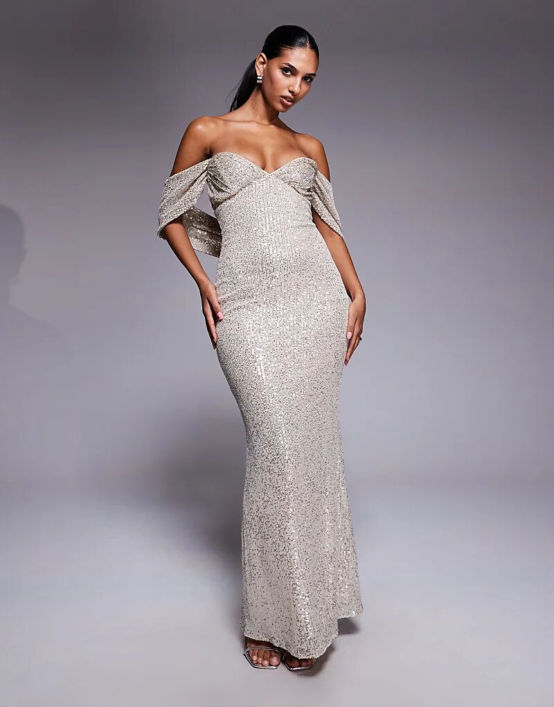 Платье макси Jaded Rose с бандо в форме сердца и шалью серебристого цвета
Платье макси Jaded Rose с бандо в форме сердца и шалью серебристого цвета