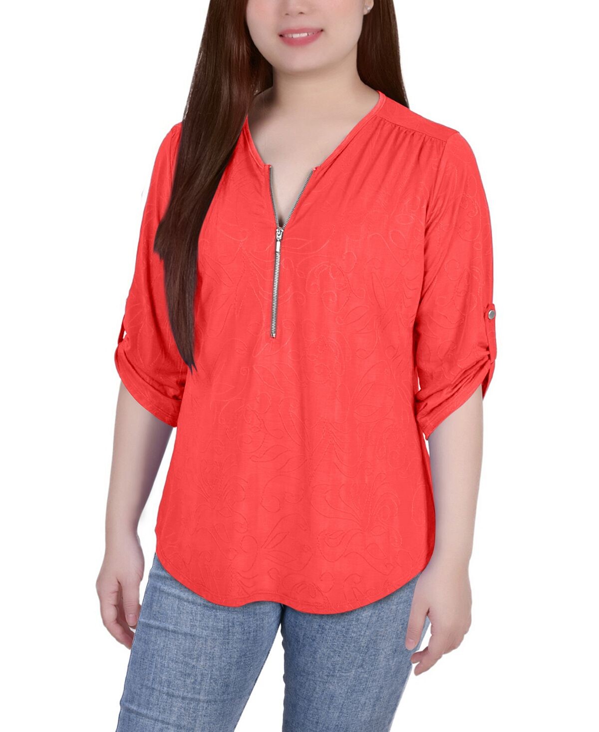 Жаккардовый вязаный топ с застежкой-молнией спереди миниатюрного размера 3/4 NY Collection
Жаккардовый вязаный топ с застежкой-молнией спереди миниатюрного размера 3/4 NY Collection