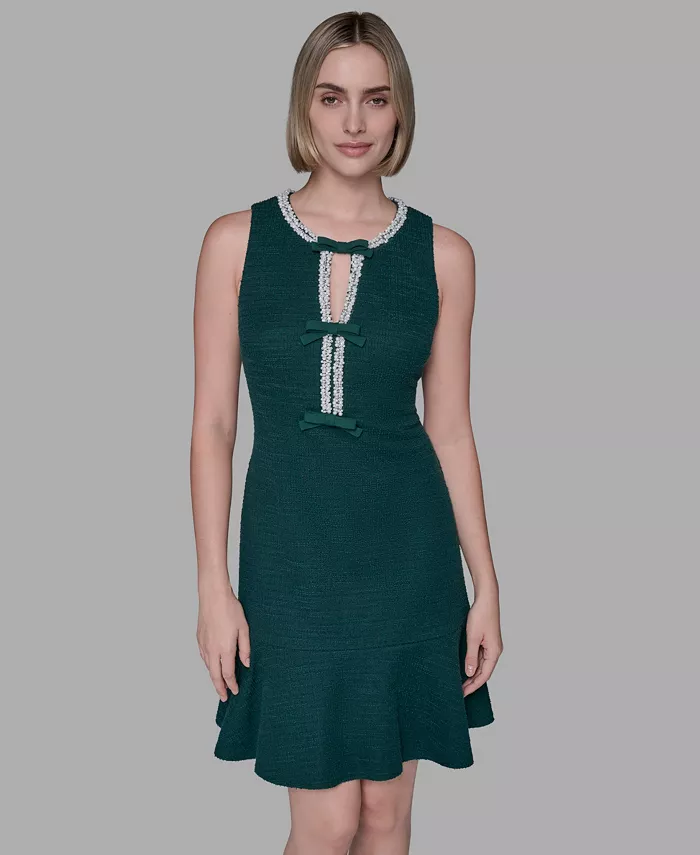 Женское декорированное трикотажное твидовое платье А-силуэта KARL LAGERFELD PARIS, зеленый
Женское декорированное трикотажное твидовое платье А-силуэта KARL LAGERFELD PARIS, зеленый