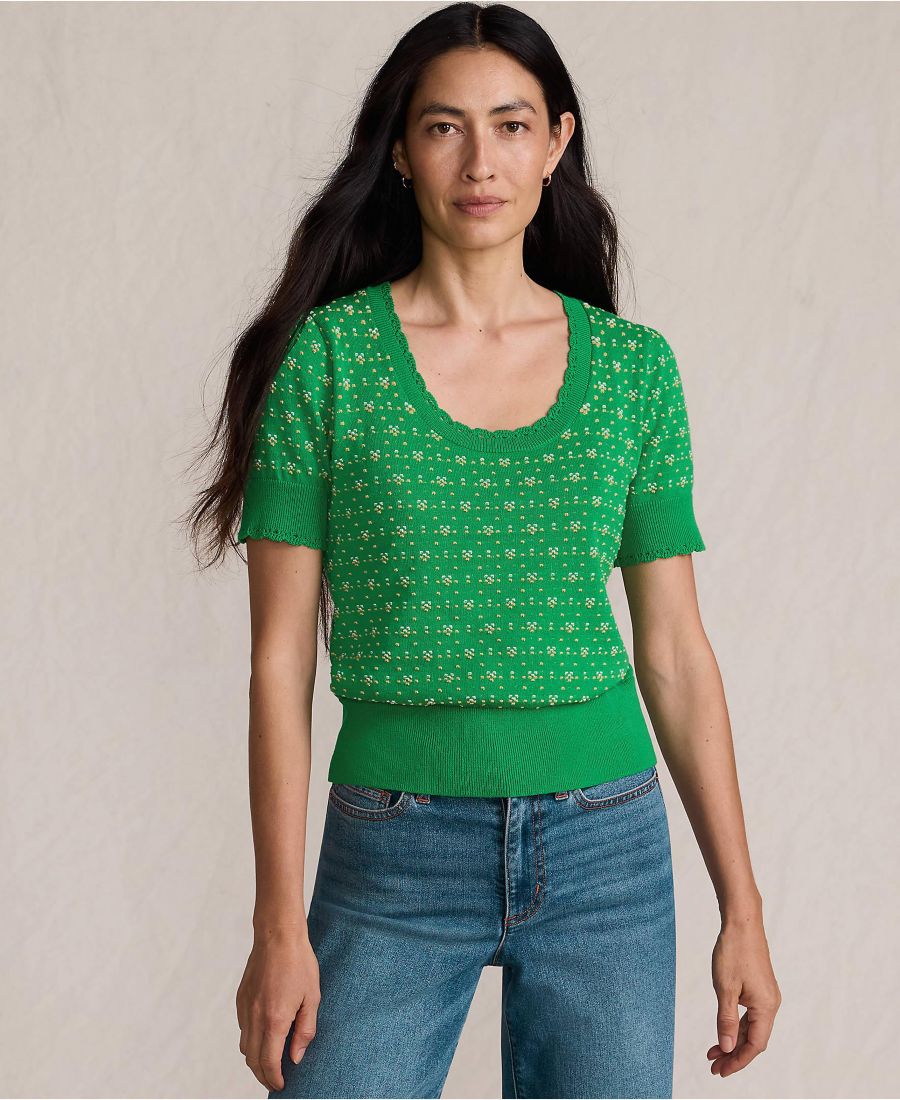 Женский свитер из тонкого хлопкового жаккарда с круглым вырезом Lands' End, True green floral jacquard
Женский свитер из тонкого хлопкового жаккарда с круглым вырезом Lands' End, True green floral jacquard