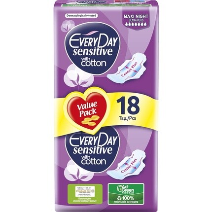 Ночные прокладки EveryDay Sensitive Cotton Ultra Absorbent с крылышками, 18 шт., 1 шт. — Упаковка из 18 шт. Everyday
Ночные прокладки EveryDay Sensitive Cotton Ultra Absorbent с крылышками, 18 шт., 1 шт. — Упаковка из 18 шт. Everyday