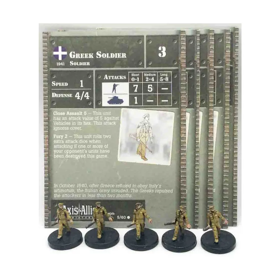 Греческий солдат (С) x5, Axis & Allies - Collectible Miniatures Game - North Africa 1940-1943 Singles
Греческий солдат (С) x5, Axis & Allies - Collectible Miniatures Game - North Africa 1940-1943 Singles