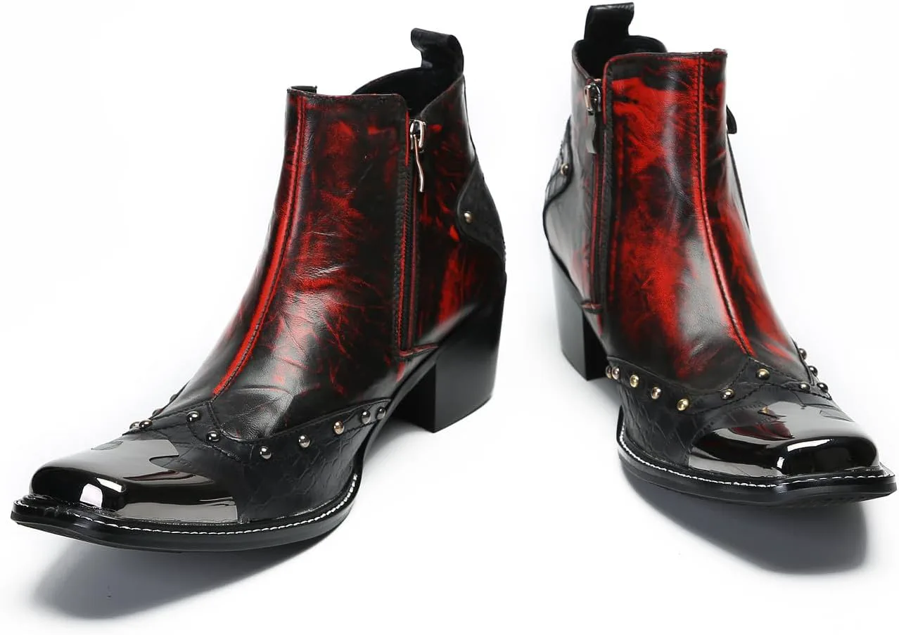 Мужские повседневные ботинки Chelsea Santimon - настоящая кожа, западные ботинки до щиколотки с металлическим квадратным носком и украшенной молнией для бальных танцев, баров, диско и вечеринок, черный/красный
Мужские повседневные ботинки Chelsea Santimon - настоящая кожа, западные ботинки до щиколотки с металлическим квадратным носком и украшенной молнией для бальных танцев, баров, диско и вечеринок, черный/красный