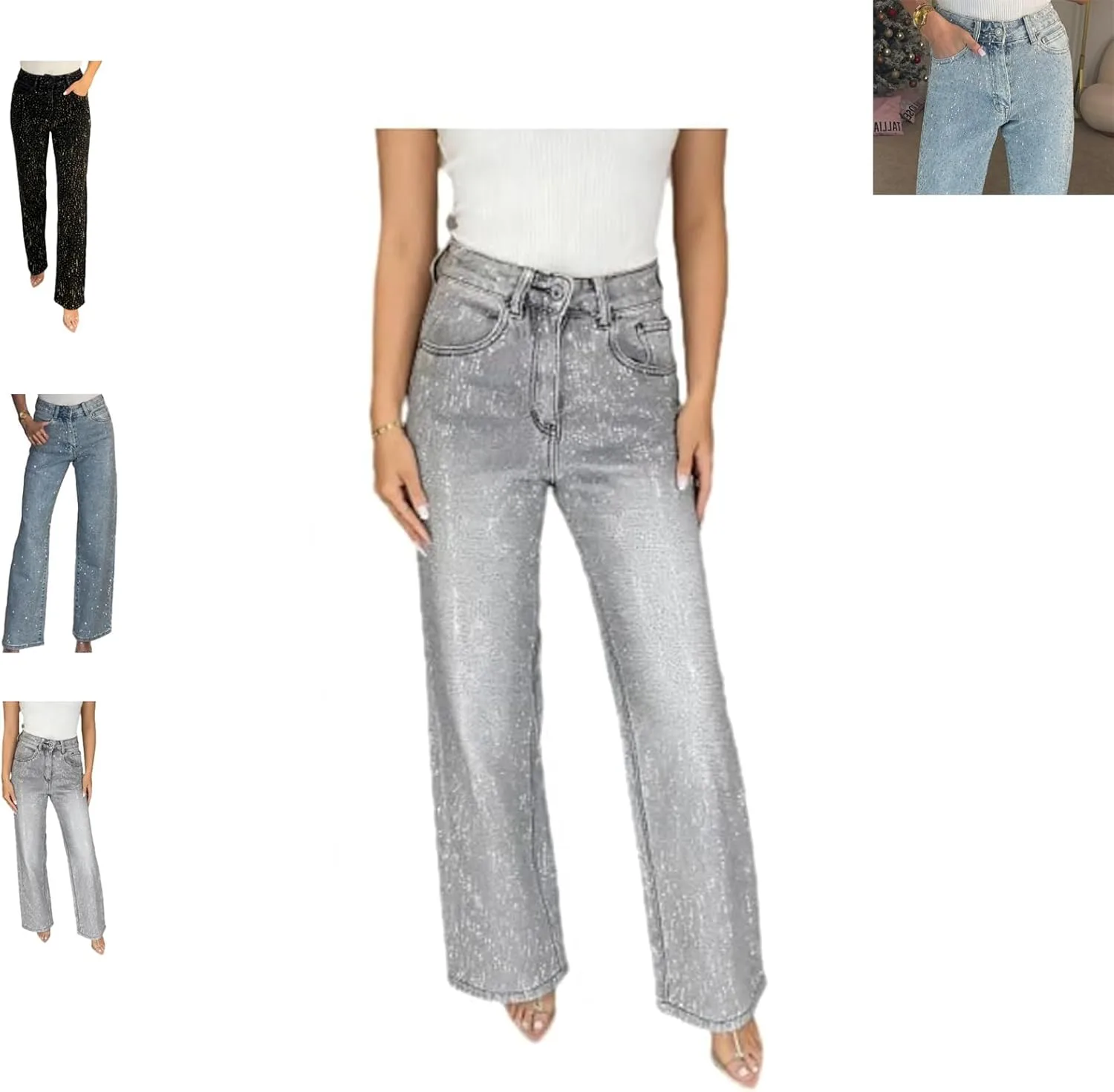 Джинсы Y2k с пайетками и стразами, мешковатые, прямые, с высокой посадкой
Джинсы Y2k с пайетками и стразами, мешковатые, прямые, с высокой посадкой