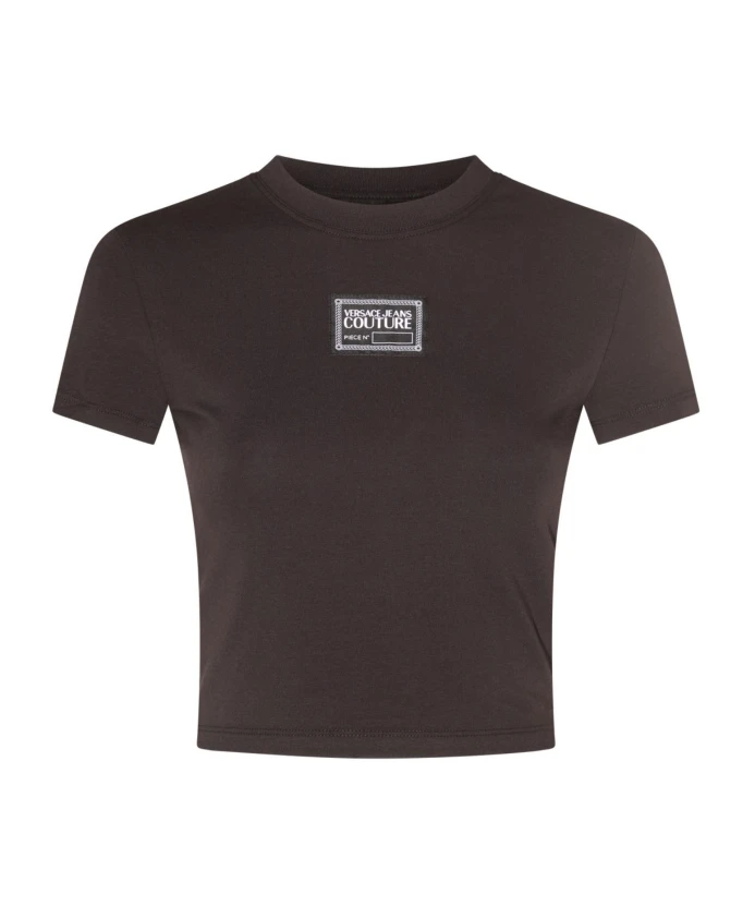 Блестящая укороченная футболка Versace Jeans Couture, черный
Блестящая укороченная футболка Versace Jeans Couture, черный