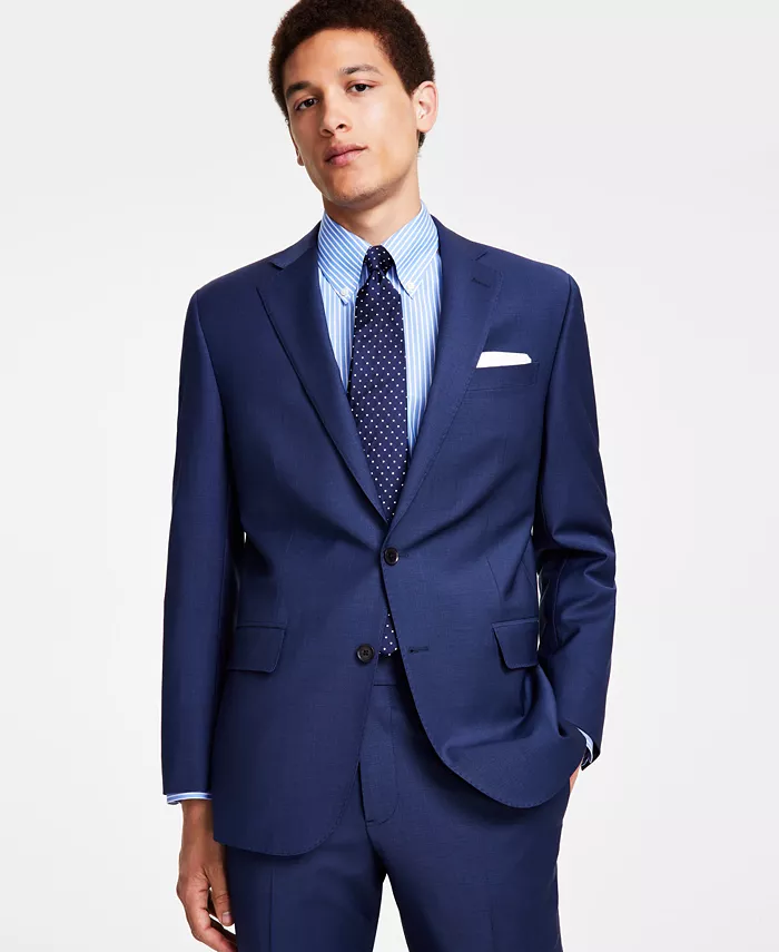 Мужской классический пиджак из стрейчевой шерстяной смеси для костюма по отдельности Brooks Brothers, синий 
Мужской классический пиджак из стрейчевой шерстяной смеси для костюма по отдельности Brooks Brothers, синий