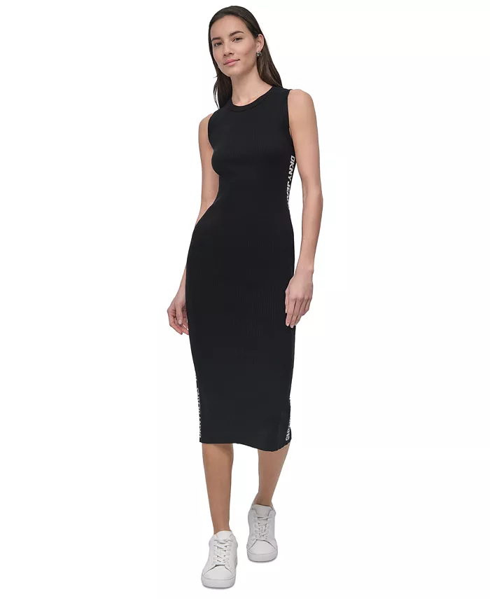 Женское ребристое платье-свитер миди с логотипом DKNY Jeans, черный
Женское ребристое платье-свитер миди с логотипом DKNY Jeans, черный