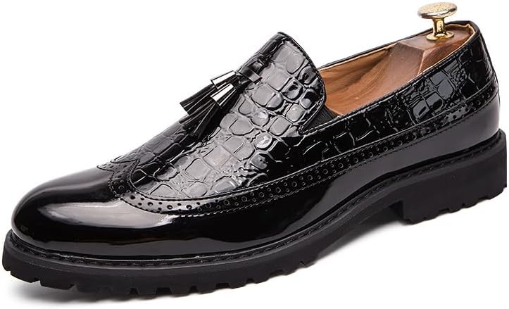 Мужские лоферы Santimon с крыловидным брогированием, имитацией крокодиловой кожи и кисточками, двухцветные, на низком каблуке, без шнурков, черный
Мужские лоферы Santimon с крыловидным брогированием, имитацией крокодиловой кожи и кисточками, двухцветные, на низком каблуке, без шнурков, черный