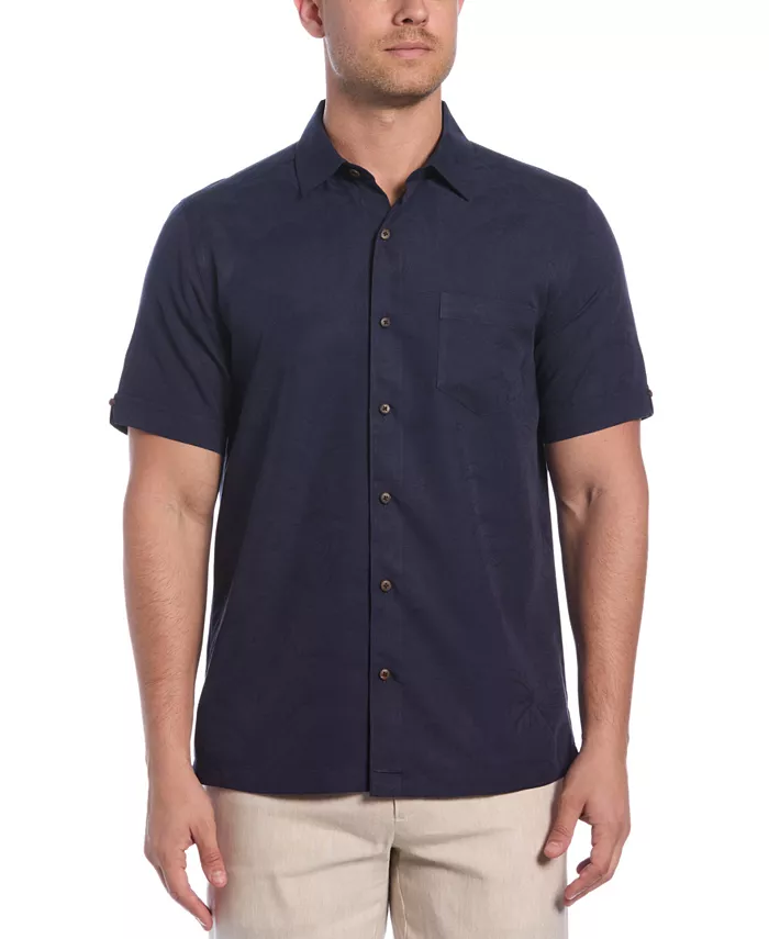 Мужская рубашка с короткими рукавами и принтом пальм на пуговицах Cubavera, синий 
Мужская рубашка с короткими рукавами и принтом пальм на пуговицах Cubavera, синий