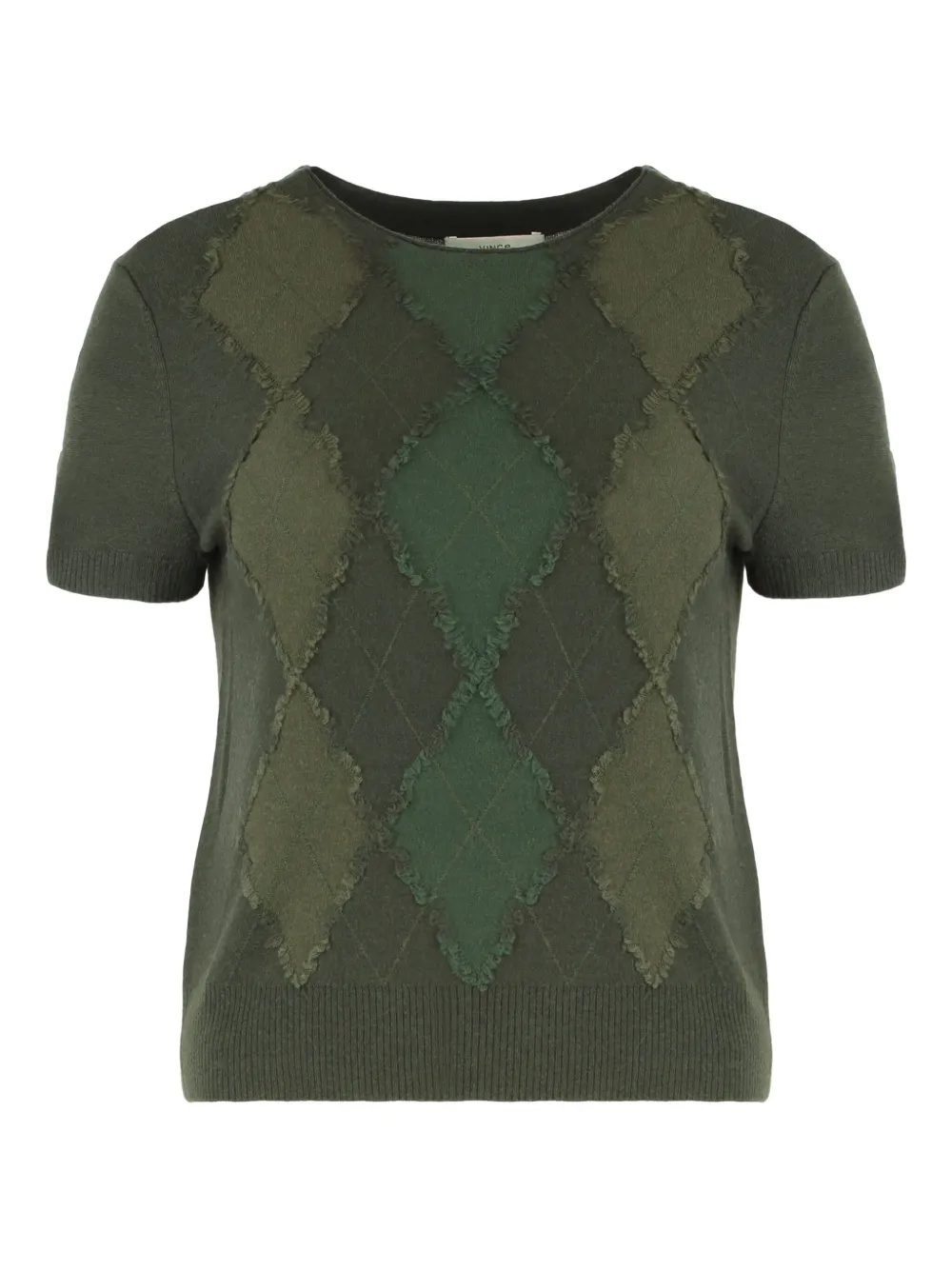 Топ с короткими рукавами и ромбовидным узором Vince, зеленый
Топ с короткими рукавами и ромбовидным узором Vince, зеленый