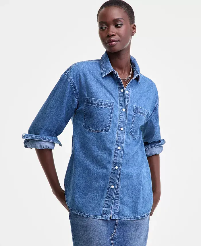 Женская джинсовая рубашка с накладными карманами On 34th, синий
Женская джинсовая рубашка с накладными карманами On 34th, синий