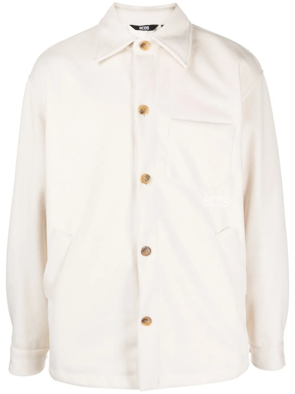 Куртка на пуговицах с вышитым логотипом GCDS, белый
Куртка на пуговицах с вышитым логотипом GCDS, белый